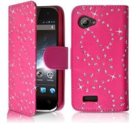 KARYLAX Seluxion - Housse Coque Etui Portefeuille Fonction Support Style Diamant Couleur Rose Fushia pour Wiko Cink Slim/Slim 2