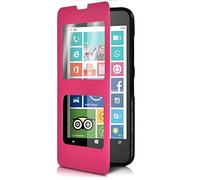 KARYLAX Seluxion - Housse Coque Etui S-View Fonction Support Couleur Rose Fushia pour Nokia Lumia 635