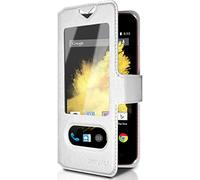 KARYLAX Seluxion - Housse Coque Etui S-View Universel M Couleur Blanc pour Wiko Sunset 2