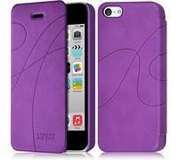 KARYLAX Seluxion - Housse Etui Coque Rigide à Clapet Couleur Violet pour Apple iPhone 5C + Film de Protection