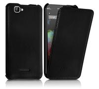 KARYLAX Seluxion - Housse Etui Coque Rigide à Clapet Noir pour Wiko Rainbow 4G + Film de Protection