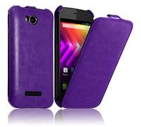 KARYLAX Seluxion - Housse Etui Coque Rigide à Clapet pour Wiko Iggy Couleur Violet + Film de Protection