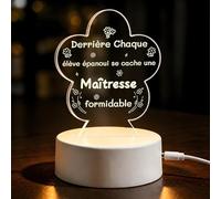 Karyllena Cadeau Maitresse d'École Fin d'Année Acrylique Veilleuse, Cadeau Maîtresse Atsem Institutrice Assistante Maternelle, Idee Cadeaux Creche Veilleuse Décorative, Cadeaux Merci Aesh d'École