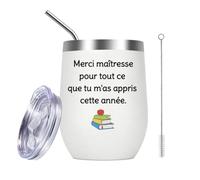 Karyllena Cadeau Maitresse d'École Gobelet en Acier Inoxydable, Cadeau Animateur Périscolaire, Cadeaux Merci Maîtresse Atsem Institutrice Assistante Maternelle, Cadeaux Directrice Ecole