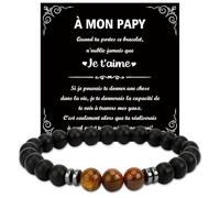 Karyllena Cadeau Papy Bracelet, Cadeau Fete Des Peres pour Papy, Carte Jointe au Bracelet, Original Idée Cadeaux Fete Des Grand Pere Noel Anniversaire Paques Fête Des Père, Idee Cadeaux Remerciement
