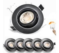 Karyoosi Spots LED Encastrable Noirs 7W 600LM, IP44 Spots de Plafond pour Salle de Bain, Spot LED 2800K Blanc Chaud, Encastrables à 3 niveaux de Dimmabilité, Lot de 6