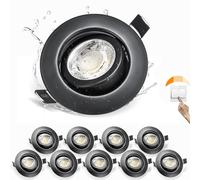 Karyoosi Spots LED Encastrable Noirs 7W 600LM, IP44 Spots de Plafond pour Salle de Bain, Spot LED Blanc Froid 6500K, Encastrables à 3 niveaux de Dimmabilité, Lot de 10
