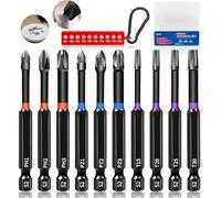 KASAFE Jeu d'embouts de tournevis magnétiques, 80 mm acier S2 embouts de tournevis Phillips, Pozidriv et Torx pour perceuse à percussion PH1 PH2 PH3 PZ1 PZ2 PZ3 T15 T20 T25 T30 avec hexagonal