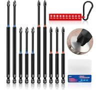 KASAFE Kit de 10 embouts de tournevis à impact magnétisés longs PZ2/PH2 - Acier S2, durable multi-taille pour usage intensif, tige hexagonale universelle de 1/4" compatible avec outils à percussion