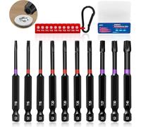 KASAFE Lot de 10 embouts de tournevis Torx de 50 mm, embouts magnétiques de sécurité avec T10 T15 T20 T25 T27 T30 T40