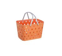 KASAN Corbeille Rangement,Panier Rangement en Plastique avec Poignées,Organisateur De Bacs De Douche pour Salle De Bain Et Cuisin,Panier À Linge en Plastique,Orange,28cm