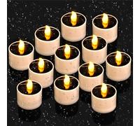 Kasanni Bougie LED Solaire Exterieur, 12 PCS Fausse Bougie Chauffe Plat Solaires Flamme Vacillante, pour Fête, Exterieures Jardin, Cimetière, Lanterne, Chambre, Halloween Decoration Anniversaire