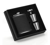 Kasanni Flasque a Alcool 8oz/230 ML Flasque Whisky Flasque Personnalisable Avec Deux Verres à Shot et un Entonnoir, la Flasque en Cuir Noir Est Petite Et éLéGante Pour Les Flasques de RandonnéE