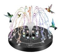 Kasanni Fontaine solaire d'extérieur 3 W - Fontaine solaire pour extérieur - Fontaine solaire pour étang flottant avec lumière - Avec 6 buses - Convient pour les invités, les bains d'oiseaux, les
