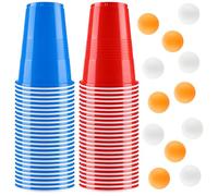 Kasanni Gobelet Beer Pong, 500ML Réutilisables Tasse de Bière Pong, Biere Pong, Gobelet Rouge avec 12 Balles de Ping-Pong, pour Une Fête d'anniversaire, Une Réunion de Noël, Une Réunion d'amis