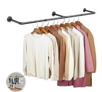 Kasanni Penderie Murale 184 Cm MéTal Amovible Tringle Vetement Murale Livré Avec 3 Bases Pour Suspendre Les VêTements, éConomisant De L'Espace Dans La Chambre
