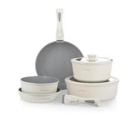 KASANOVA Batterie casseroles 9 pièces Eaziclip, Set de casseroles à induction avec revêtement céramique et poignées détachables pour une utilisation au four