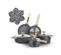 KASANOVA Batterie de Casseroles à Induction Evolution Antiadhésives - Casseroles pour Induction et Tout Type de Plaque de Cuisson. (11 pièces), Gris