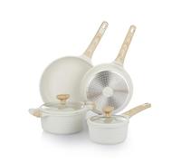 KASANOVA Batterie de Cuisine Antiadhésive Bambù, Set de Poêles et Casseroles pour Induction et Tous Feux, Aluminium Pressé Haute Épaisseur, Revêtement 4 Couches Sans PFOA (6 piecès)