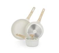 KASANOVA Batterie de Cuisine Antiadhésive Bambù, Set de Poêles et Casseroles pour Induction et Tous Feux, Aluminium Pressé Haute Épaisseur, Revêtement 4 Couches Sans PFOA (4 pièces)