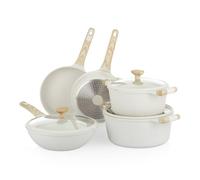KASANOVA Batterie de Cuisine Antiadhésive Bambù, Set de Poêles et Casseroles pour Induction et Tous Feux, Aluminium Pressé Haute Épaisseur, Revêtement 4 Couches Sans PFOA (8 pièces)