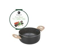 KASANOVA, Casserole Antiadhésive Black Stone de Kasanova - Antiadhésive, Légère, Compatible Induction, Design Élégant avec Poignées Effet Bois (20 cm)