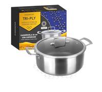 Casserole 26 cm avec couvercle à 3 couches Tri-ply, Grigio