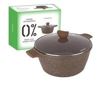 KASANOVA Cocotte antiadhésive 0 matière grasse avec couvercle brun Cuisson (Marron, 32 cm)