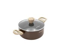 KASANOVA Cooking Therapy casserole antiadhésive marron, 1 manche, couvercle - R, revêtement à base d’eau, compatible avec tous les types de feux, sans PFOA ni nickel (20 cm)