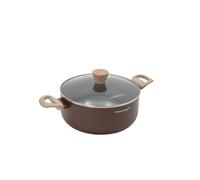 KASANOVA Cooking Therapy casserole antiadhésive marron, 1 manche, couvercle - R, revêtement à base d’eau, compatible avec tous les types de feux, sans PFOA ni nickel (24 cm)
