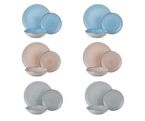 KASANOVA Ensemble de 18 assiettes colorées Inde en grès multicolore Table