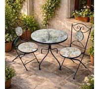 KASANOVA Ensemble table ronde et 2 chaises en céramique Birds