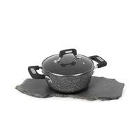 KASANOVA Faitout Anti-adhésif 20cm en Aluminium forgé, Faitout Induction avec poignée en Silicone, Compatible Four et Lave-vaiselle, sans PFOA （Petra Dark,20cm）