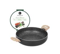 KASANOVA Faitout Black Stone Noir - Antiadhésif, Léger et Maniable, Fond pour Induction, Poignées Effet Bois, Sans Nickel ni PFOA (28 cm)