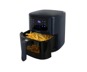 KASANOVA Friteuse à air avec écran digital, 12 programmes, capacité 5 L avec fenêtre transparente, cuisson légère sans huile ni fumée, 1500 W (Bleu)