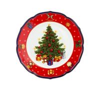 KASANOVA Lot de 2 assiettes à fruits arbre de Noël en porcelaine rouge