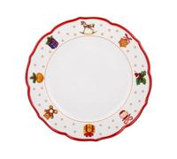 KASANOVA Lot de 2 assiettes plates de Noël en porcelaine bord rouge