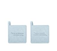 KASANOVA Lot de 2 maniques 17 x 17 cm octane avec inscription en coton mélangé bleu