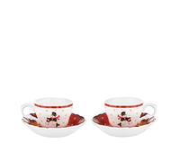 Kasanova Lot de 2 tasses à café avec bonhomme de neige en porcelaine, rouge