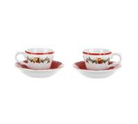 KASANOVA Lot de 2 tasses à café Noël avec soucoupe en porcelaine