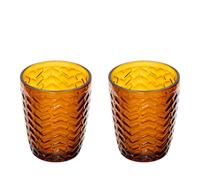 KASANOVA Lot de 2 verres à eau en verre ambré travaillé Milo