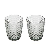 KASANOVA Lot de 2 verres à eau en verre gris travaillé Milo
