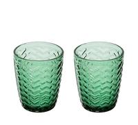 KASANOVA Lot de 2 verres à eau en verre vert travaillé Milo