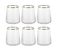 KASANOVA Lot de 6 verres à eau 420 ml bord or Luster, Transparent et Doré