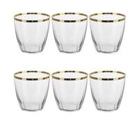 KASANOVA Lot de 6 verres à eau verts de 365 ml avec bordure dorée brillante
