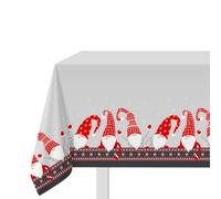 KASANOVA Nappe de Noël anti-taches avec gnomes et bord gris gris