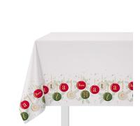 KASANOVA Nappe de Noël Blanc Boules Rouge et Vert Rouge