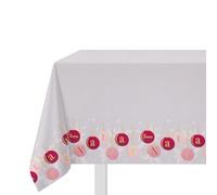 KASANOVA Nappe de Noël Blanche avec Boules Colorées et Inscription “BUON Natale” - Linge de Table en Coton (Mauve et Violet, 140x320)