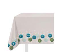 KASANOVA Nappe de Noël blanche boules octane bleu textile table et cuisine