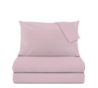 KASANOVA Parure de lit 2 places, couleur rose unie, en coton